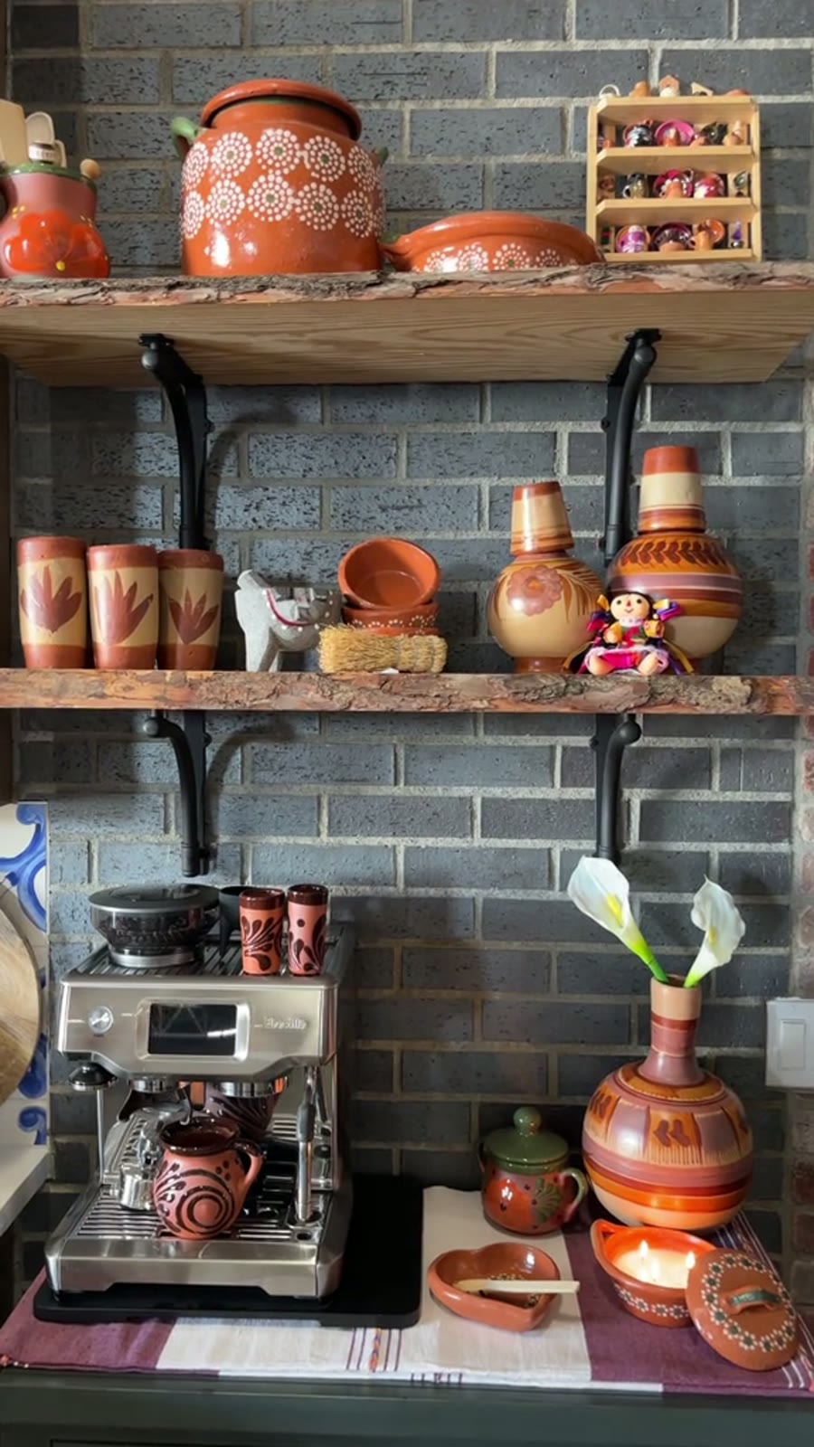 Coffee station styled with clay pieces